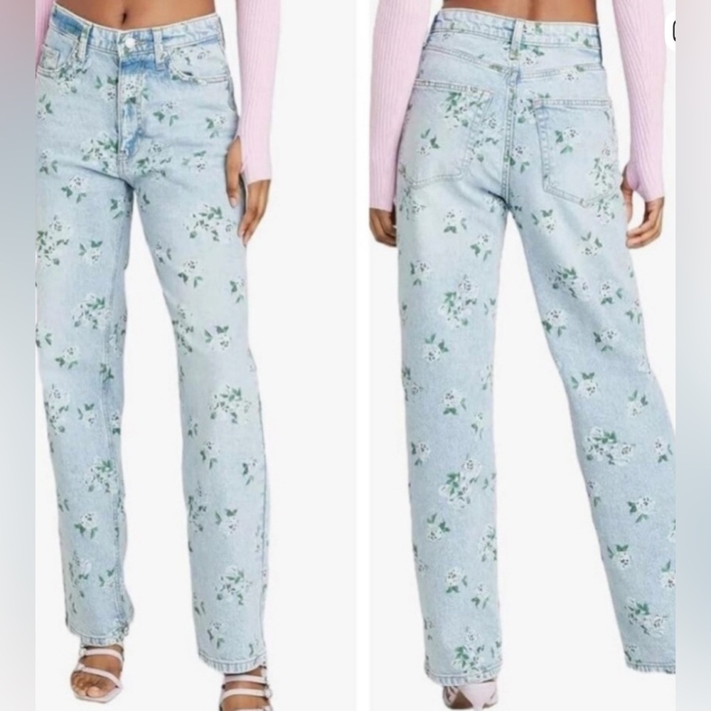 Wild Fable Light Blue Floral Straight Leg Jeans